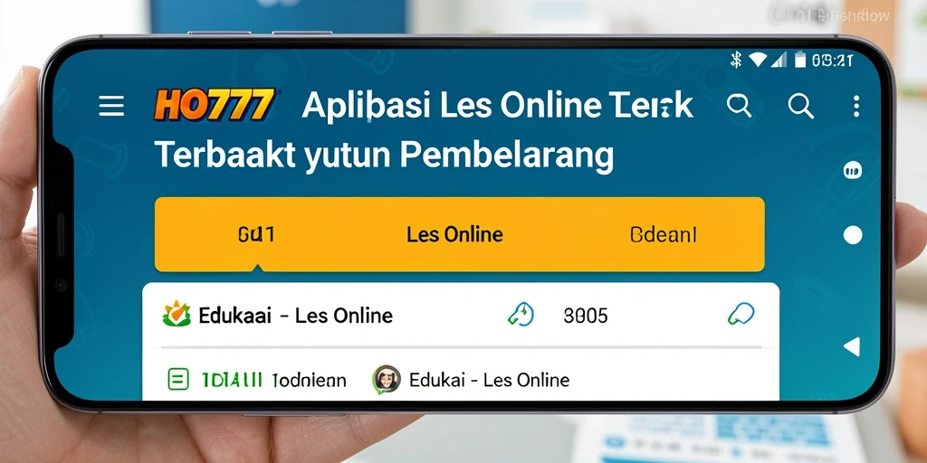 Antarmuka aplikasi HO777 menunjukkan fitur Les Online yang interaktif.