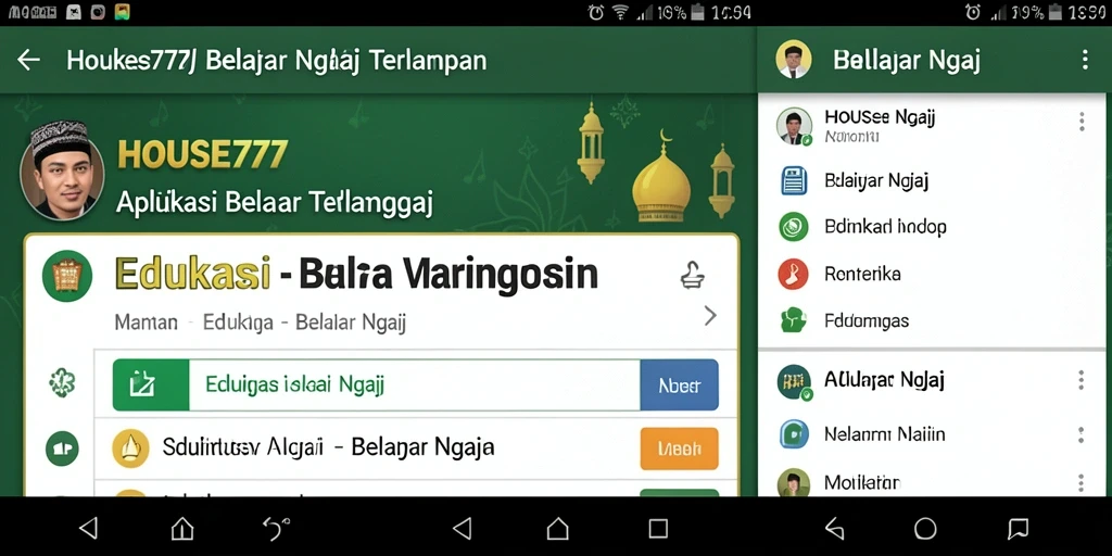 Antarmuka aplikasi HOUSE777 yang menarik untuk belajar ngaji.