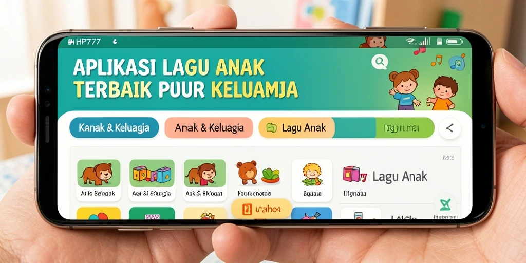 Tampilan antarmuka aplikasi HP777 yang menarik dan ramah anak.